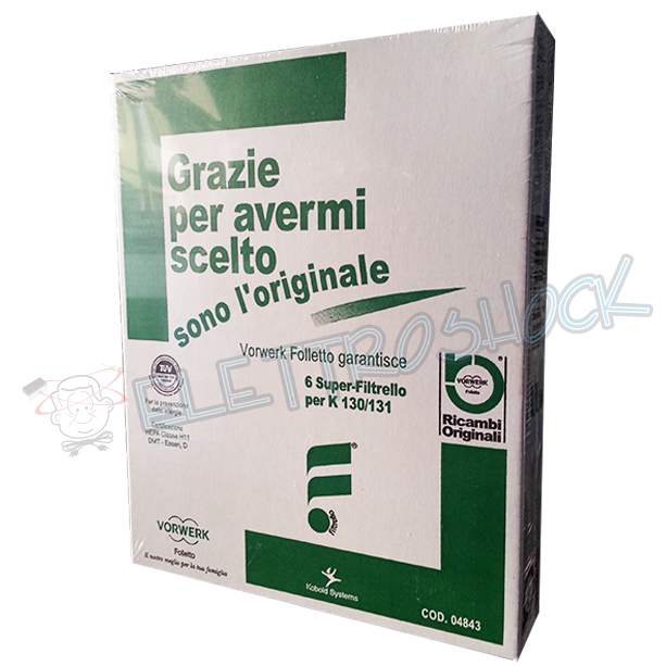 Sacchetti Folletto VK130 – VK131  Elettroshock Lioni Ricambi Folletto