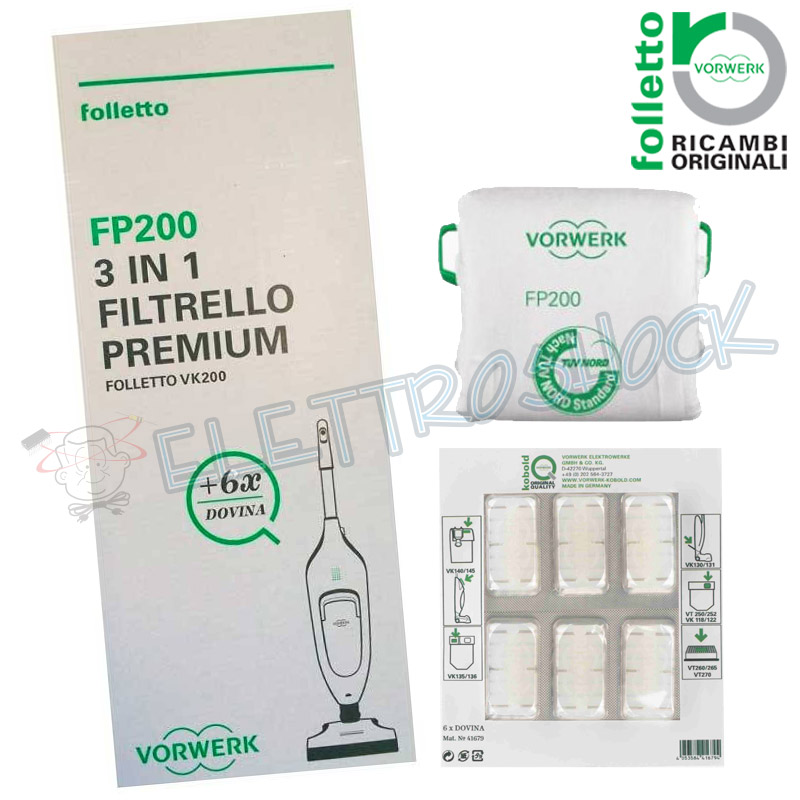 Vendita Sacchetti Folletto VK200 Originali Vorwerk FP200 (6 PZ)